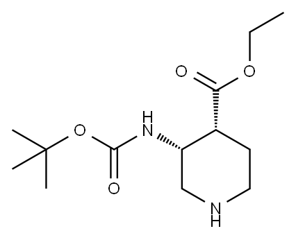 (3R,4R)-3-tert-Butoxycarbonylamino-piperidine-4-carboxylic acid ethyl ester Structure
