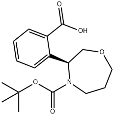1,4-Oxazepine-4(5H)-carboxylic acid, 3-(2-carboxyphenyl)tetrahydro-, 4-(1,1-dimethylethyl) ester, (3S)- 结构式
