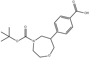 1,4-Oxazepine-4(5H)-carboxylic acid, 6-(4-carboxyphenyl)tetrahydro-, 4-(1,1-dimethylethyl) ester 化学構造式