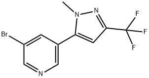 3-bromo-5-(1-methyl-3-(trifluoromethyl)-1H-pyrazol-5-yl)pyridine Structure
