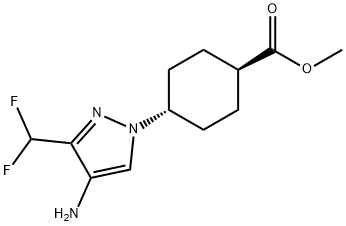 反式-4-[4-氨基-3-(二氟甲基)-1H-吡唑-1-基]环己酸甲酯 结构式