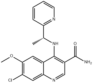 3-Quinolinecarboxamide, 7-chloro-6-methoxy-4-[[(1R)-1-(2-pyridinyl)ethyl]amino]- Structure