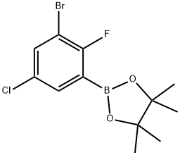2-(3-溴-5-氯-2-氟苯基)-4,4,5,5-四甲基-1,3,2-二氧杂硼烷 结构式