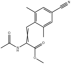 2-Propenoic acid, 2-(acetylamino)-3-(4-cyano-2,6-dimethylphenyl)-, methyl ester Struktur