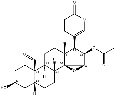 16β-(アセチルオキシ)-14,15β-エポキシ-3β-ヒドロキシ-19-オキソ-5β-ブファ-20,22-ジエノリド 化学構造式