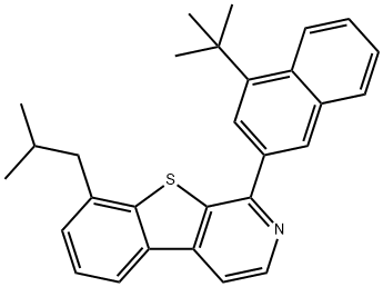 1] 苯并噻吩[2,3-C]吡啶,1-[4-(1,1-二甲基乙基)-2-萘基]-8-(2-甲基丙基)- 结构式