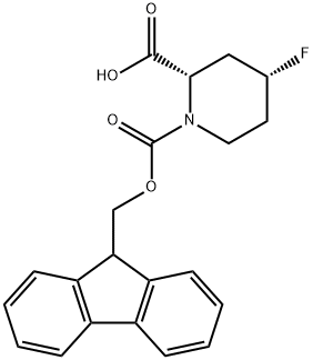 1,2-Piperidinedicarboxylic acid, 4-fluoro-, 1-(9H-fluoren-9-ylmethyl) ester, (2S,4R)-,2453296-56-3,结构式