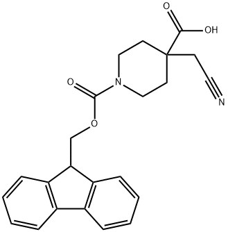 1-(((9H-fluoren-9-yl)methoxy)carbonyl)-4-(cyanomethyl)piperidine-4-carboxylic acid Structure