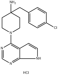 4-(4-Chlorobenzyl)-1-(7H-pyrrolo[2,3-d]pyrimidin-4-yl)piperidin-4-amine hydrochloride Structure