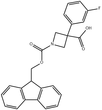 1,3-Azetidinedicarboxylic acid, 3-(3-fluorophenyl)-, 1-(9H-fluoren-9-ylmethyl) ester 结构式