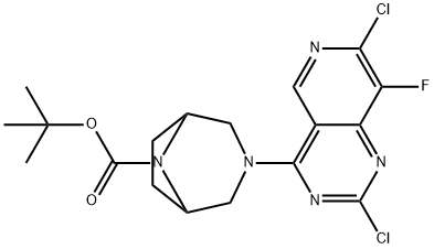 3-(2,7-二氯-8-氟吡啶并[4,3-D]嘧啶-4-基)-3,8-二氮杂双环[3.2.1]辛烷-8-羧酸叔丁酯, 2454397-98-7, 结构式