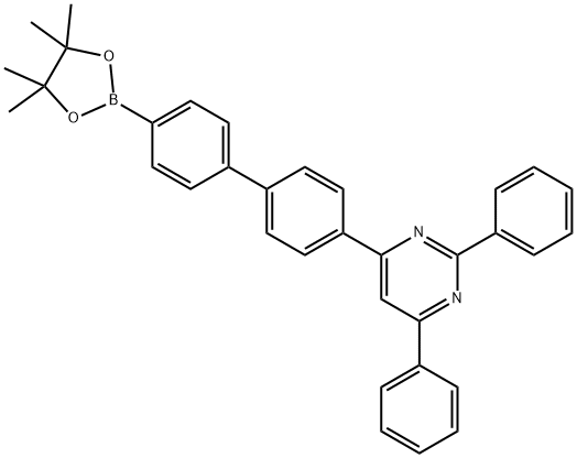 Pyrimidine, 2,4-diphenyl-6-[4'-(4,4,5,5-tetramethyl-1,3,2-dioxaborolan-2-yl)[1,1'-biphenyl]-4-yl]- Structure