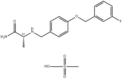 Propanamide, 2-[[[4-[(3-fluorophenyl)methoxy]phenyl]methyl]amino]-, (2R)-, methanesulfonate (1:1) Structure