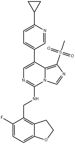8-(6-cyclopropylpyridin-3-yl)-N-((5-fluoro-2,3-dihydrobenzofuran-4-yl)methyl)-1-(methylsulfonyl)imidazo[1,5-c]pyrimidin-5-amine|8-(6-cyclopropylpyridin-3-yl)-N-((5-fluoro-2,3-dihydrobenzofuran-4-yl)methyl)-1-(methylsulfonyl)imidazo[1,5-c]pyrimidin-5-amine