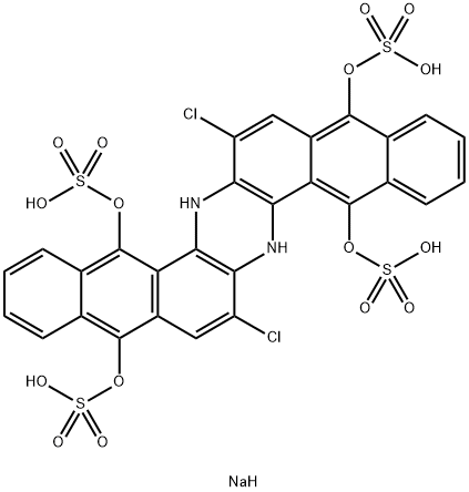 7,16-ジクロロ-6,15-ジヒドロ-5,9,14,18-アントラジンテトラオールテトラ(硫酸ナトリウム) 化学構造式