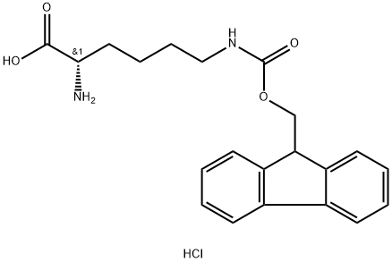 (S)-6-((((9H-芴-9-基)甲氧基)羰基)氨基)-2-氨基己酸盐酸盐 结构式