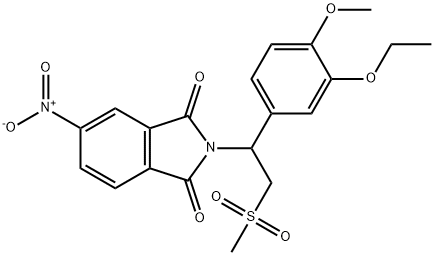 1H-Isoindole-1,3(2H)-dione, 2-[1-(3-ethoxy-4-methoxyphenyl)-2-(methylsulfonyl)ethyl]-5-nitro- Structure