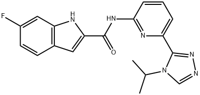 1H-Indole-2-carboxamide, 6-fluoro-N-[6-[4-(1-methylethyl)-4H-1,2,4-triazol-3-yl]-2-pyridinyl]- Structure