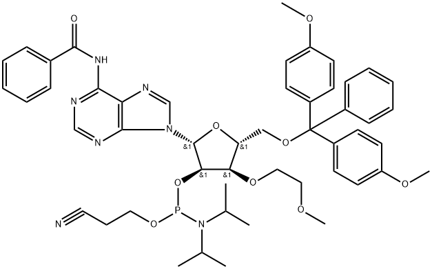 3'-O-MOE-A(Bz)-2'-CED-phosphoramidite Structure