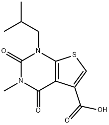 Thieno[2,3-d]pyrimidine-5-carboxylic acid, 1,2,3,4-tetrahydro-3-methyl-1-(2-methylpropyl)-2,4-dioxo- Struktur