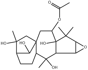 (14R)-2β,3β-エポキシグラヤノトキサン-5,6β,10,14,16-ペンタオール6-アセタート 化学構造式