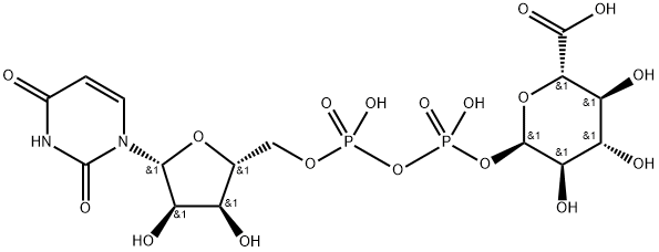 ウリジン5'-二りん酸β-(α-D-グルコピラヌロノシル) 化学構造式