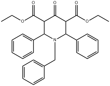 3,5-Piperidinedicarboxylic acid, 4-oxo-2,6-diphenyl-1-(phenylmethyl)-, 3,5-diethyl ester 化学構造式