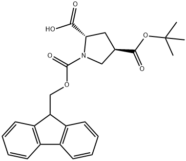 (2S,4R)-1-(((9H-芴-9-基)甲氧基)羰基)-4-(叔丁氧基羰基)吡咯烷-2-羧酸, 281655-35-4, 结构式