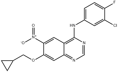N-(3-chloro-4-fluorophenyl)-7-(cyclopropylmethoxy)-6-nitroquinazolin-4-amine Struktur