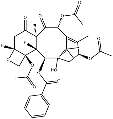 7,11-Methano-1H-cyclodeca[3,4]benz[1,2-b]oxete-4,5(3H,4aH)-dione, 6,9,12b-tris(acetyloxy)-12-(benzoyloxy)-2a,6,9,10,11,12,12a,12b-octahydro-11-hydroxy-4a,8,13,13-tetramethyl-, (2aR,4aS,6R,9S,11S,12S,12aR,12bS)- Structure