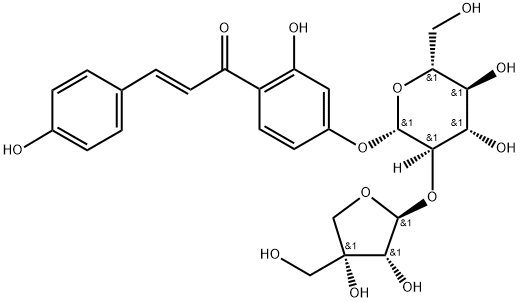 2-Propen-1-one,1-[4-[(2-O-D-apio-b-D-furanosyl-b-D-glucopyranosyl)oxy]-2-hydroxyphenyl]-3-(4-hydroxyphenyl)-, (2E)- Struktur