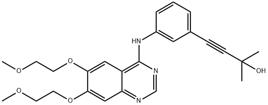 3-Butyn-2-ol, 4-[3-[[6,7-bis(2-methoxyethoxy)-4-quinazolinyl]amino]phenyl]-2-methyl- Structure