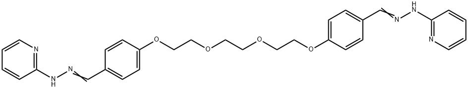 2,2'-{1,2-Ethanediylbis[oxy-2,1-ethanediyloxy-4,1-phenylene(E)methylylidene(2E)-1-hydrazinyl-2-ylidene]}dipyridine Struktur