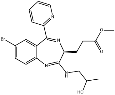 3-[(3S)-7-溴-2-[(2-羟基丙基)氨基]-5-(2-吡啶基)-3H-苯并[E][1,4]二氮杂卓-3-基]丙酸甲酯, 308243-54-1, 结构式