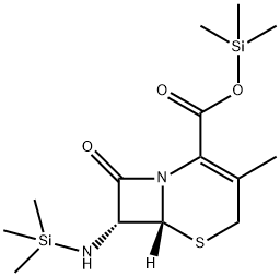 5-Thia-1-azabicyclo[4.2.0]oct-2-ene-2-carboxylic acid, 3-methyl-8-oxo-7-[(trimethylsilyl)amino]-, trimethylsilyl ester, (6R,7R)- Structure
