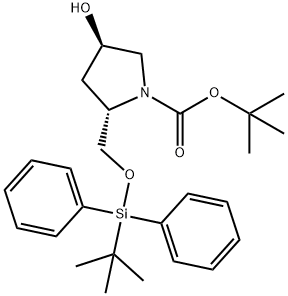 (2S,4R)-tert-butyl 2-(((tert-butyldiphenylsilyl)oxy)methyl)-4-hydroxypyrrolidine-1-carboxylate Structure