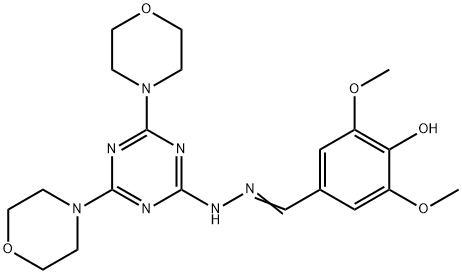 Benzaldehyde, 4-hydroxy-3,5-diMethoxy-, 2-(4,6-di-4-Morpholinyl-1,3,5-triazin-2-yl)hydrazone Struktur