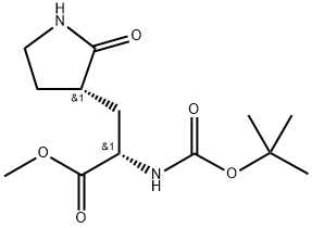 (S)-2-(Boc-氨基)-3-[(S)-2-氧代-3-吡咯烷基]丙酸甲酯 结构式
