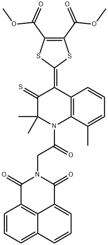 dimethyl 2-[1-[2-(1,3-dioxobenzo[de]isoquinolin-2-yl)acetyl]-2,2,8-trimethyl-3-sulfanylidenequinolin-4-ylidene]-1,3-dithiole-4,5-dicarboxylate Struktur