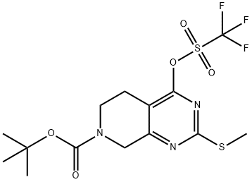 2-(甲硫基)-4-(((三氟甲基)磺酰基)氧基)-5,8-二氢吡啶并[3,4-D]嘧啶-7(6H)-羧酸叔丁酯, 338739-82-5, 结构式
