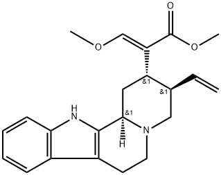 (3β,16E)-16,17,18,19-テトラデヒドロ-17-メトキシコリナン-16-カルボン酸メチル 化学構造式