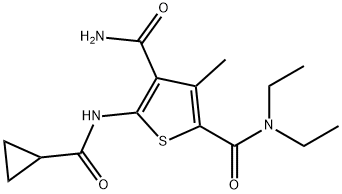 5-(cyclopropanecarbonylamino)-2-N,2-N-diethyl-3-methylthiophene-2,4-dicarboxamide Struktur