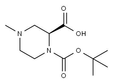 (S)-1-(tert-butoxycarbonyl)-4-methylpiperazine-2-carboxylic acid Struktur