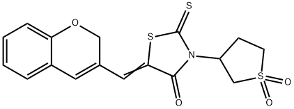 (5Z)-5-(2H-chromen-3-ylmethylidene)-3-(1,1-dioxothiolan-3-yl)-2-sulfanylidene-1,3-thiazolidin-4-one Structure