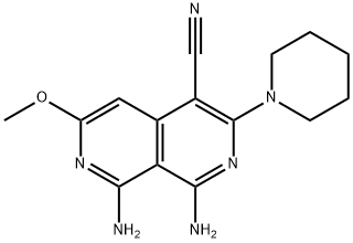 1,8-二氨基-6-甲氧基-3-(哌啶-1-基)-2,7-萘啶-4-甲腈,380570-19-4,结构式