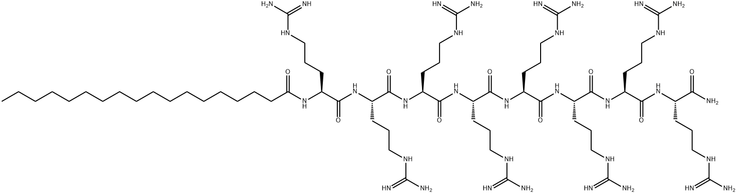 L-Argininamide, N2-(1-oxooctadecyl)-L-arginyl-L-arginyl-L-arginyl-L-arginyl-L-arginyl-L-arginyl-L-arginyl- Struktur