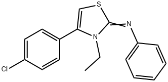 4-(4-氯苯基)-3-乙基-N-苯基噻唑-2(3H)-亚胺, 398471-60-8, 结构式