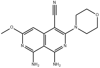 1,8-二氨基-6-甲氧基-3-(吗啉-4-基)-2,7-萘啶-4-甲腈,452344-47-7,结构式