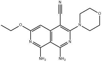 2,7-Naphthyridine-4-carbonitrile, 1,8-diamino-6-ethoxy-3-(4-morpholinyl)- Structure