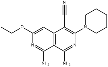 2,7-Naphthyridine-4-carbonitrile, 1,8-diamino-6-ethoxy-3-(1-piperidinyl)- Structure